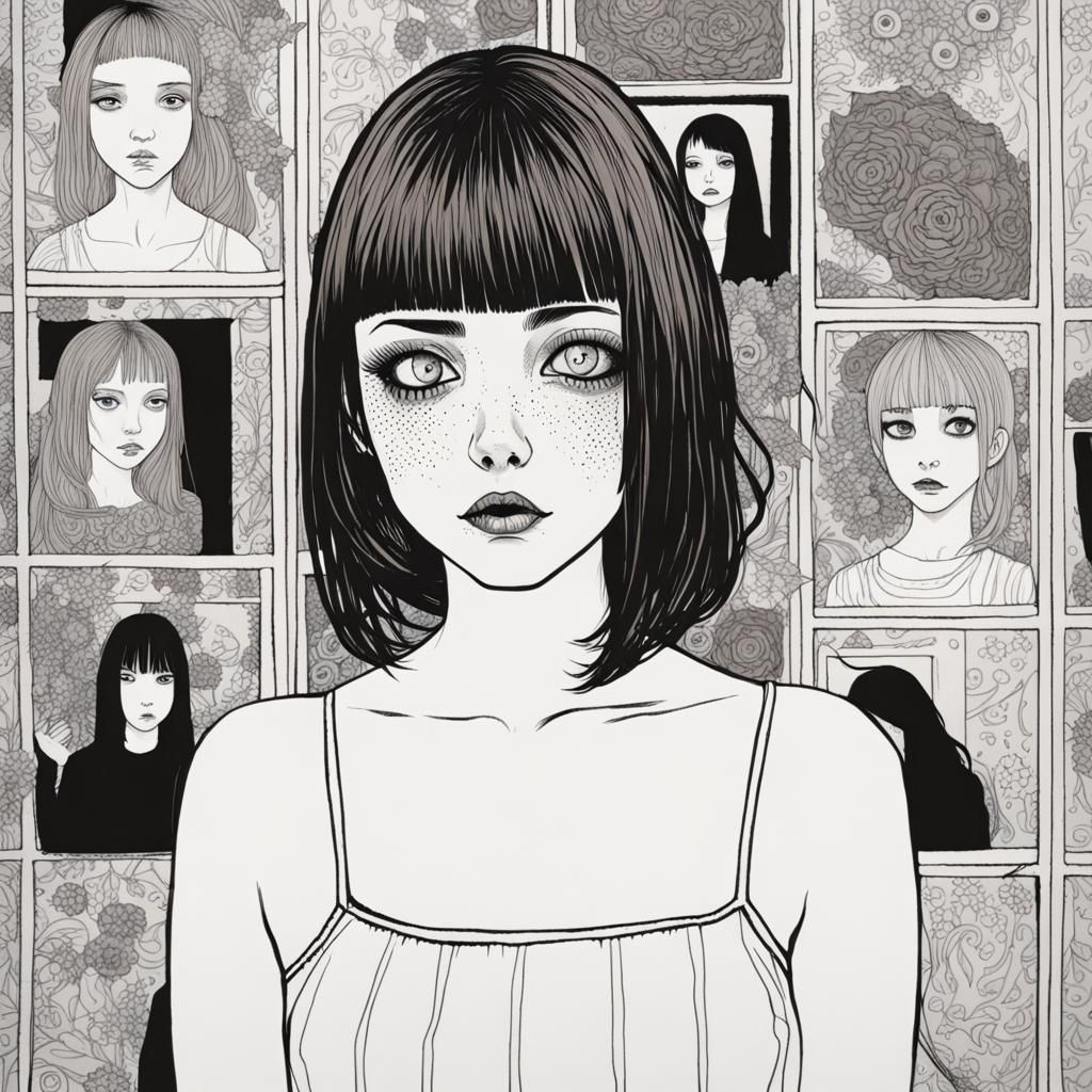 Girl in Art Brut Style Illustration
