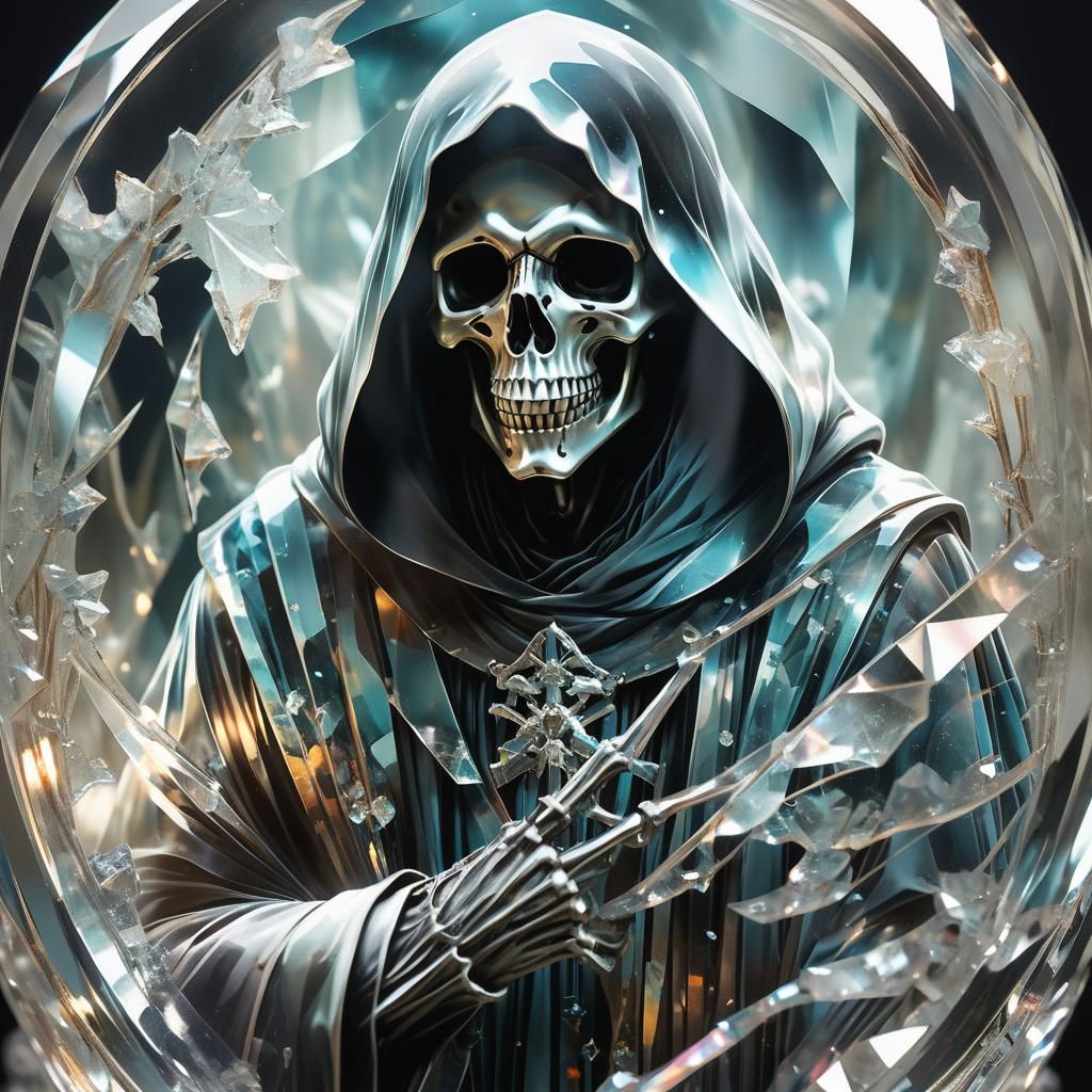Crystal Grim Reaper Double Exposure, Fantasy Concept Art