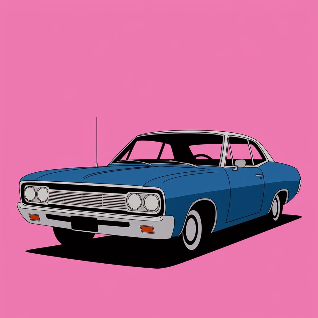 Alice Blue Car in Abstract Ultraminimalism Style