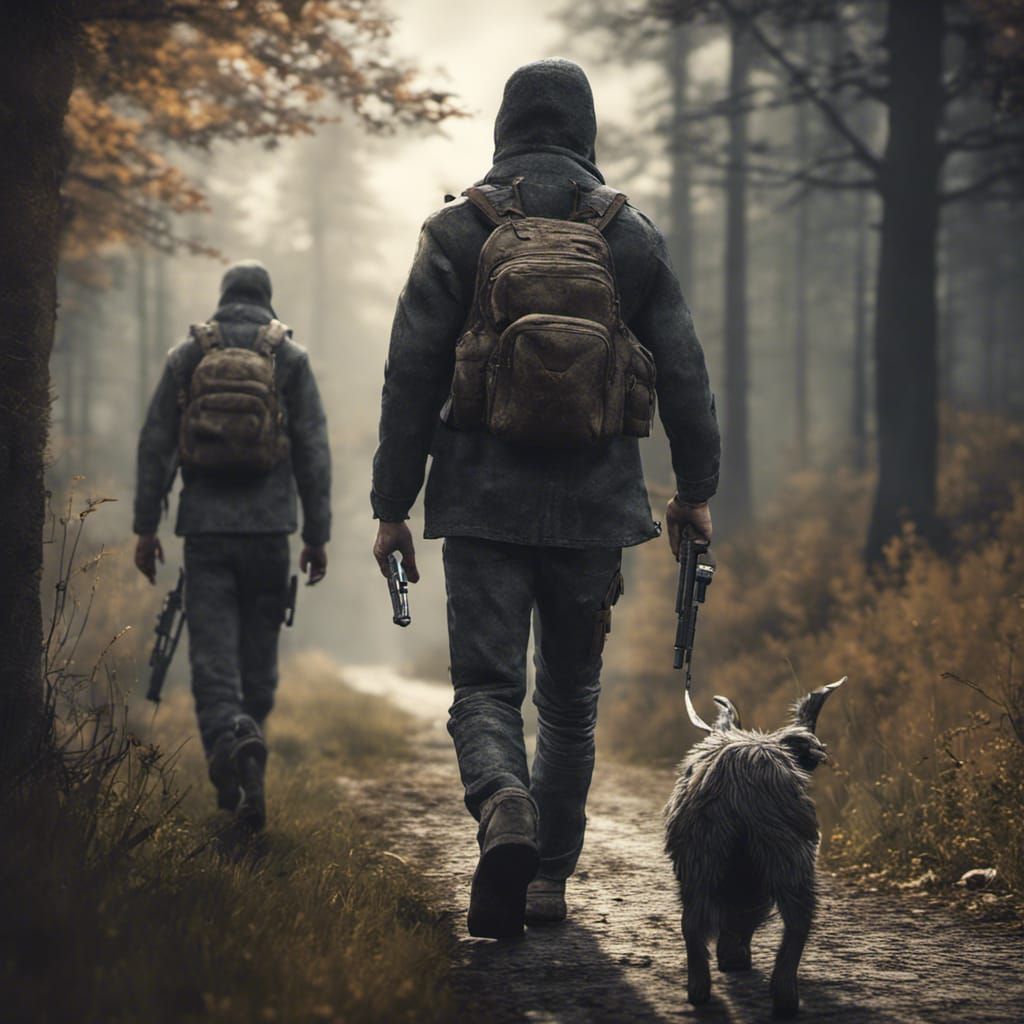 Bandits Walking Together: Hyperrealistic Cinematic Image