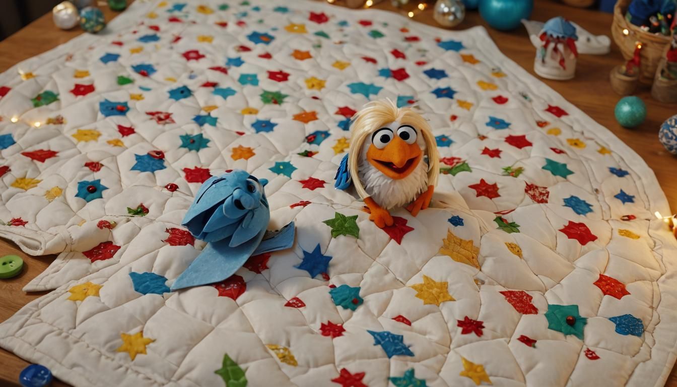 Muppet Bird Crafts Joyful Christmas Blanket in Vibrant 3D An...