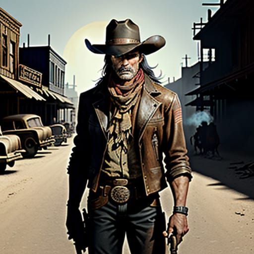 Gritty Wild West Gunslinger Standing Tall