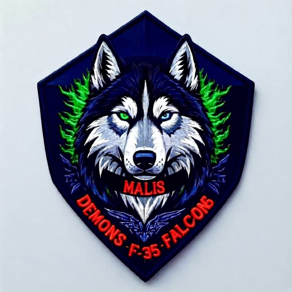 Husky Emblem Military Patch with F-35 Jets