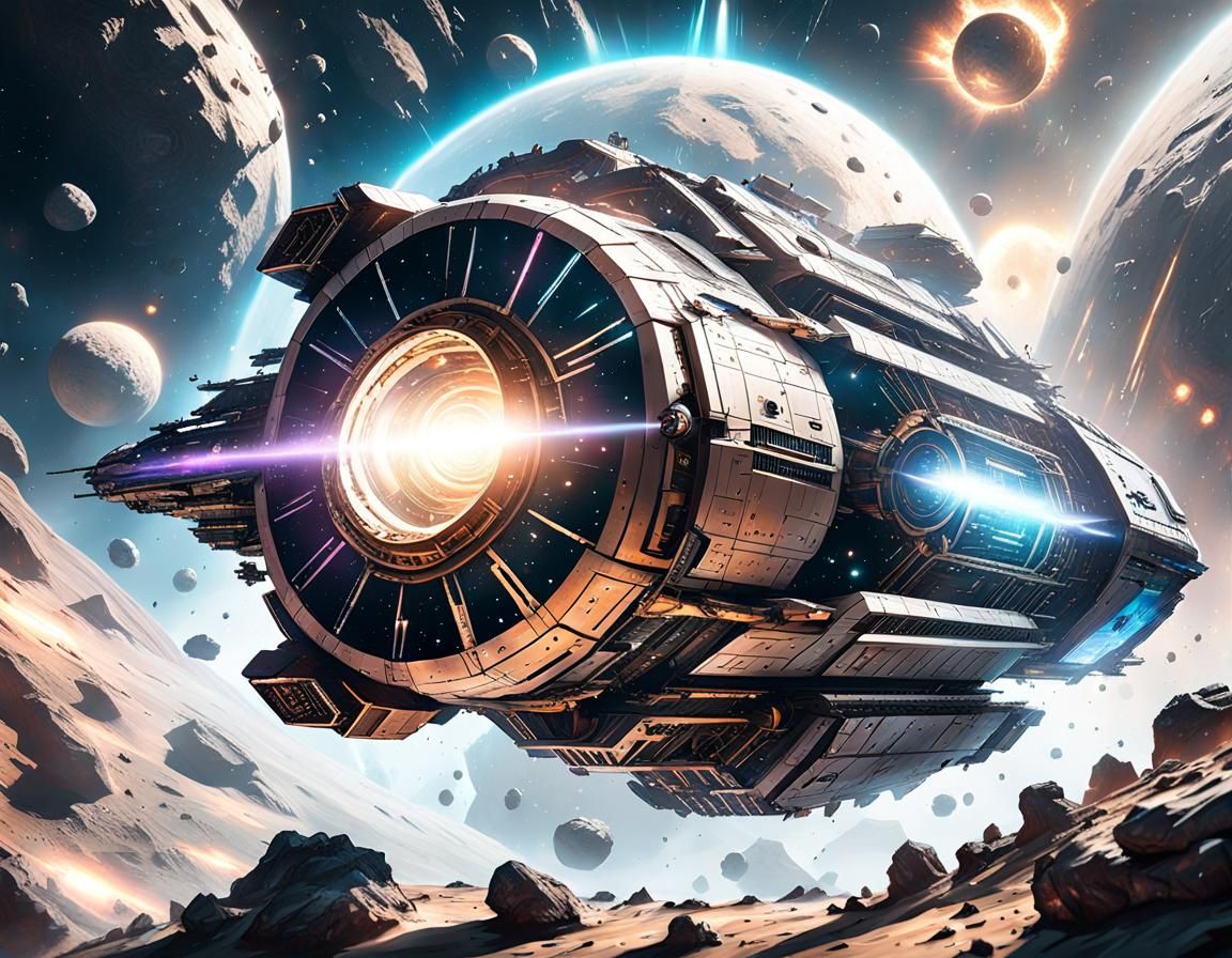 Epic Spacecraft Soaring Through Asteroid Belt