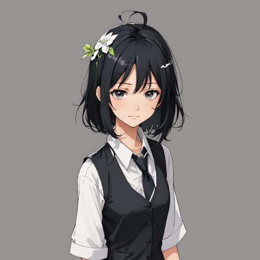 Anime Girl with Sprout in Manga Style