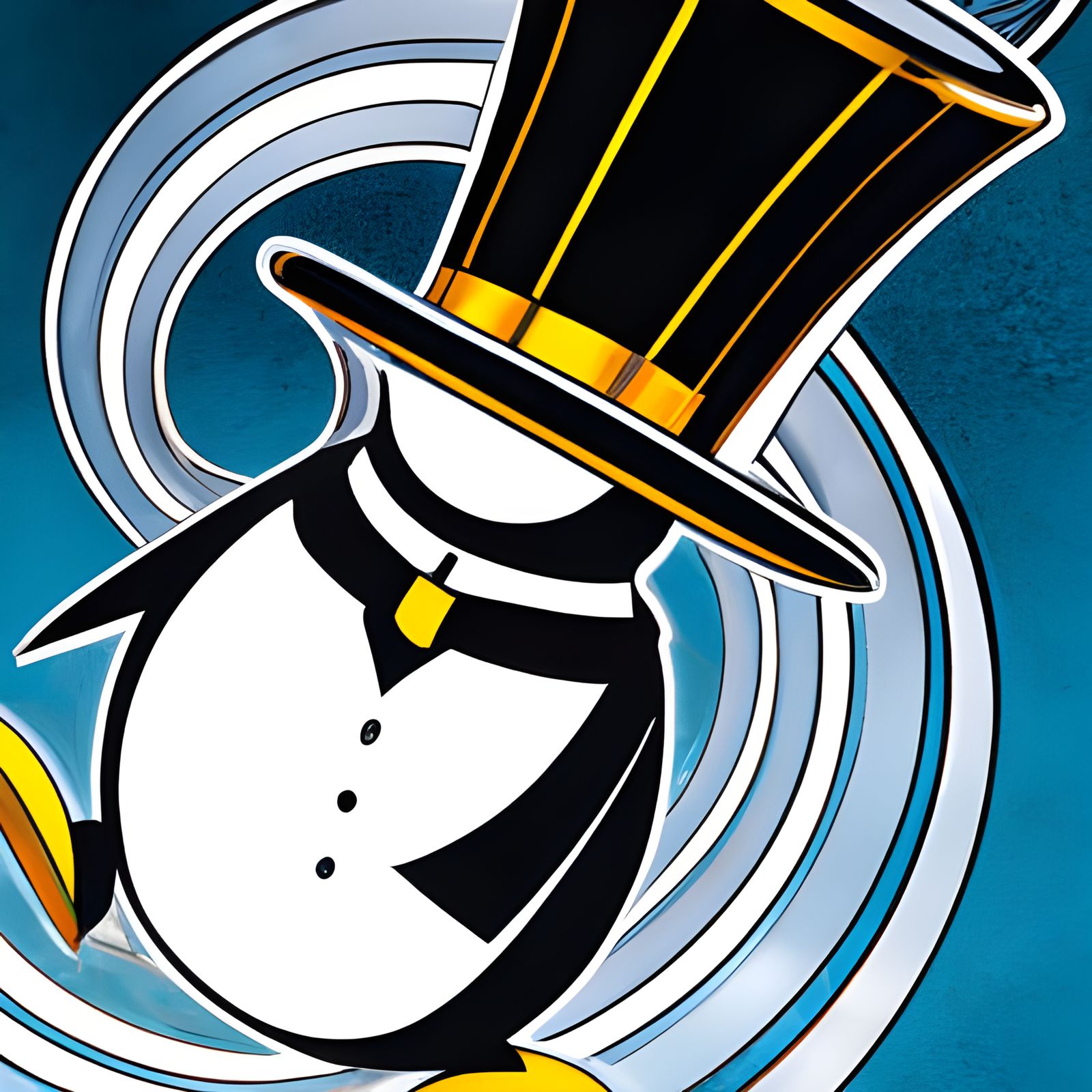Penguin in Top Hat: Comic Book Space Art