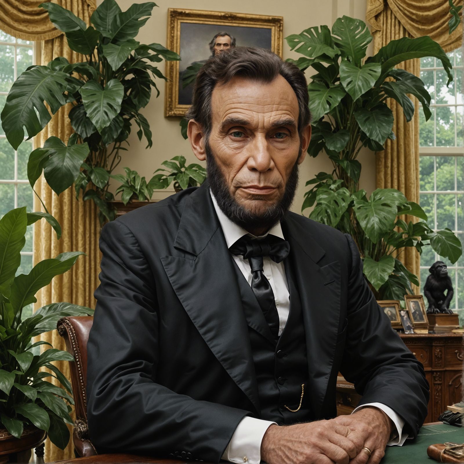Ape as Abraham Lincoln Portrait in Comic Book Style