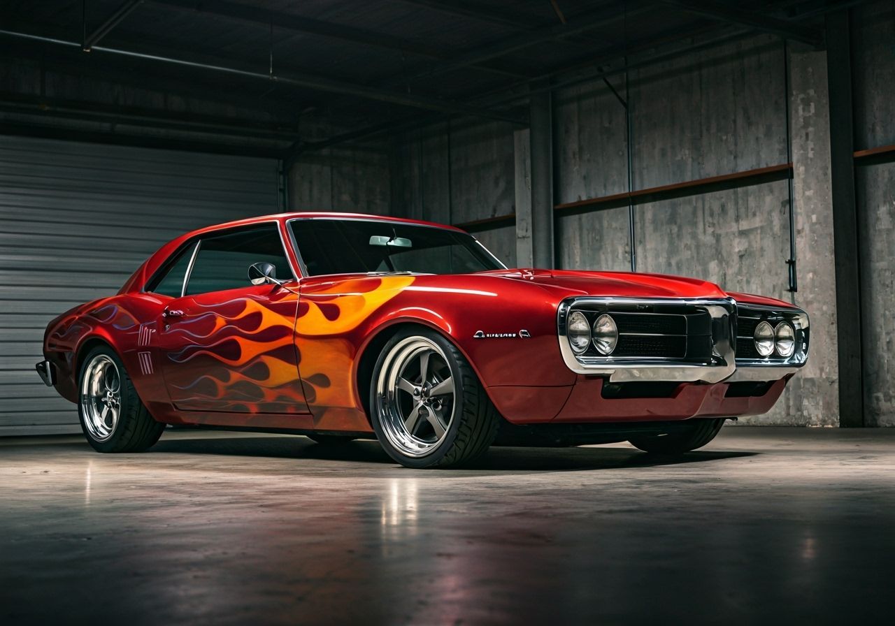 Pimped 1964 Pontiac Firebird Muscle Car in Garage
