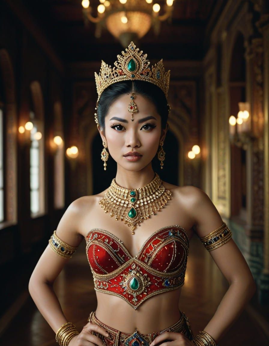 Thai Dancer in Ornate Jewels for King of Siam