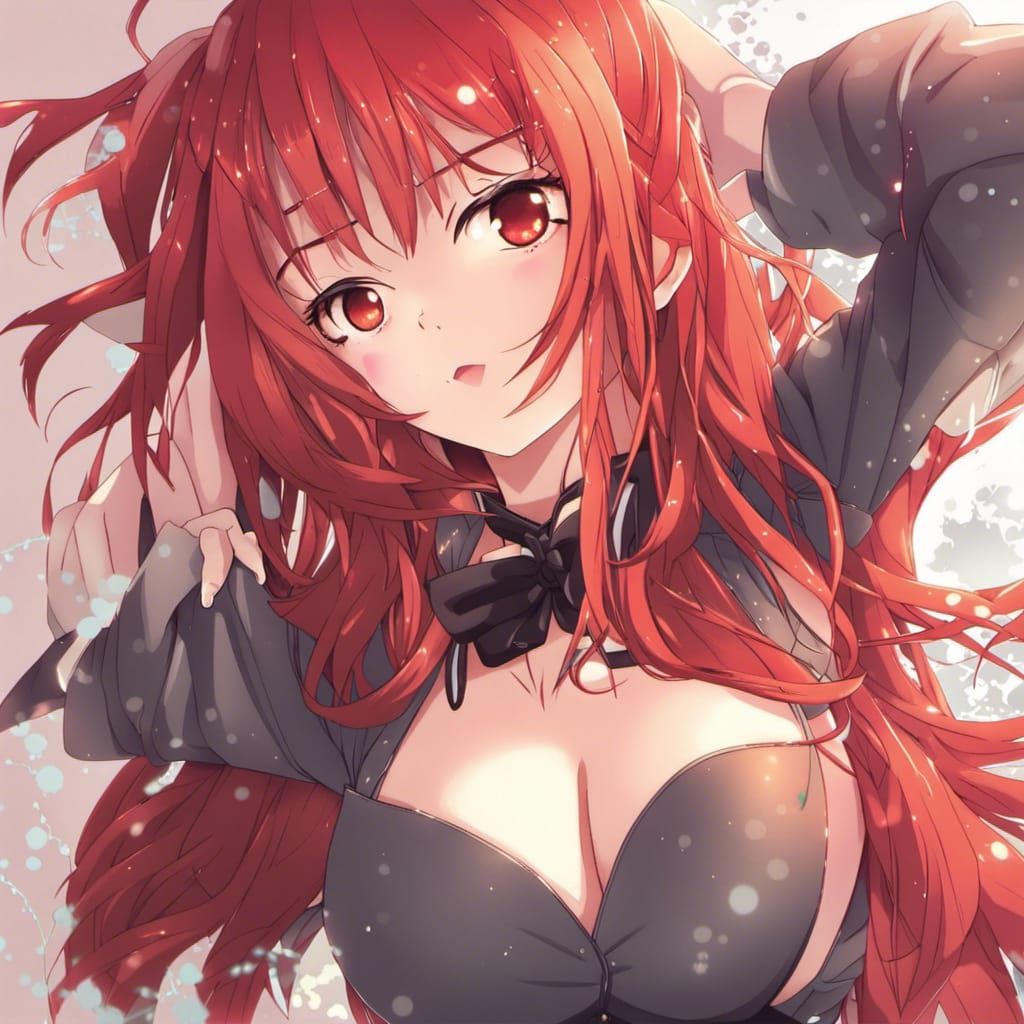 Red-Haired Girl in Anime Key Visual Style
