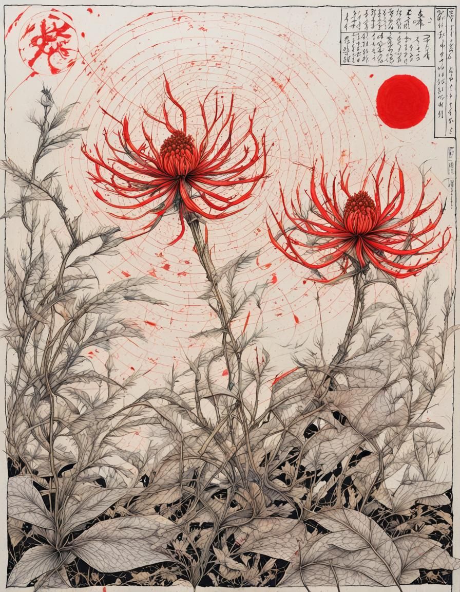 Botanical Illustration in Japanese Comic Art Style