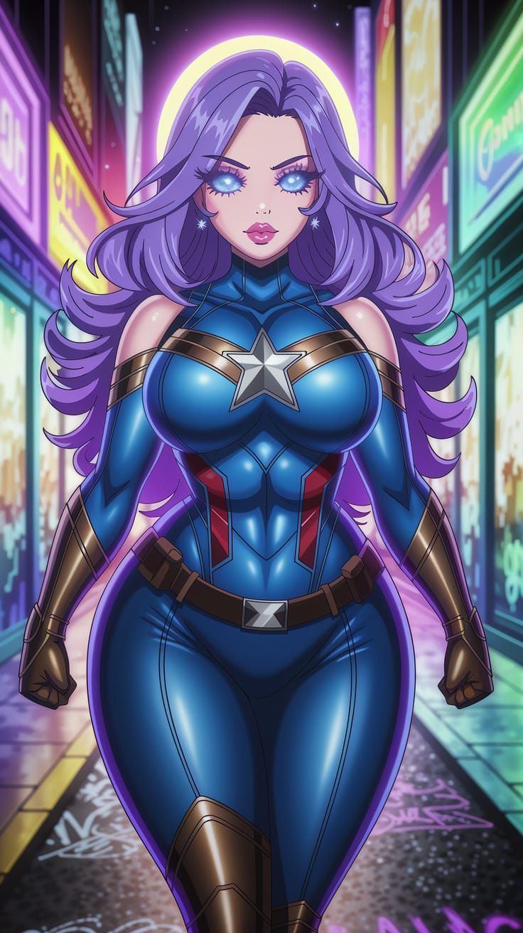 Anime Superheroine Captivates Urban Street Scene
