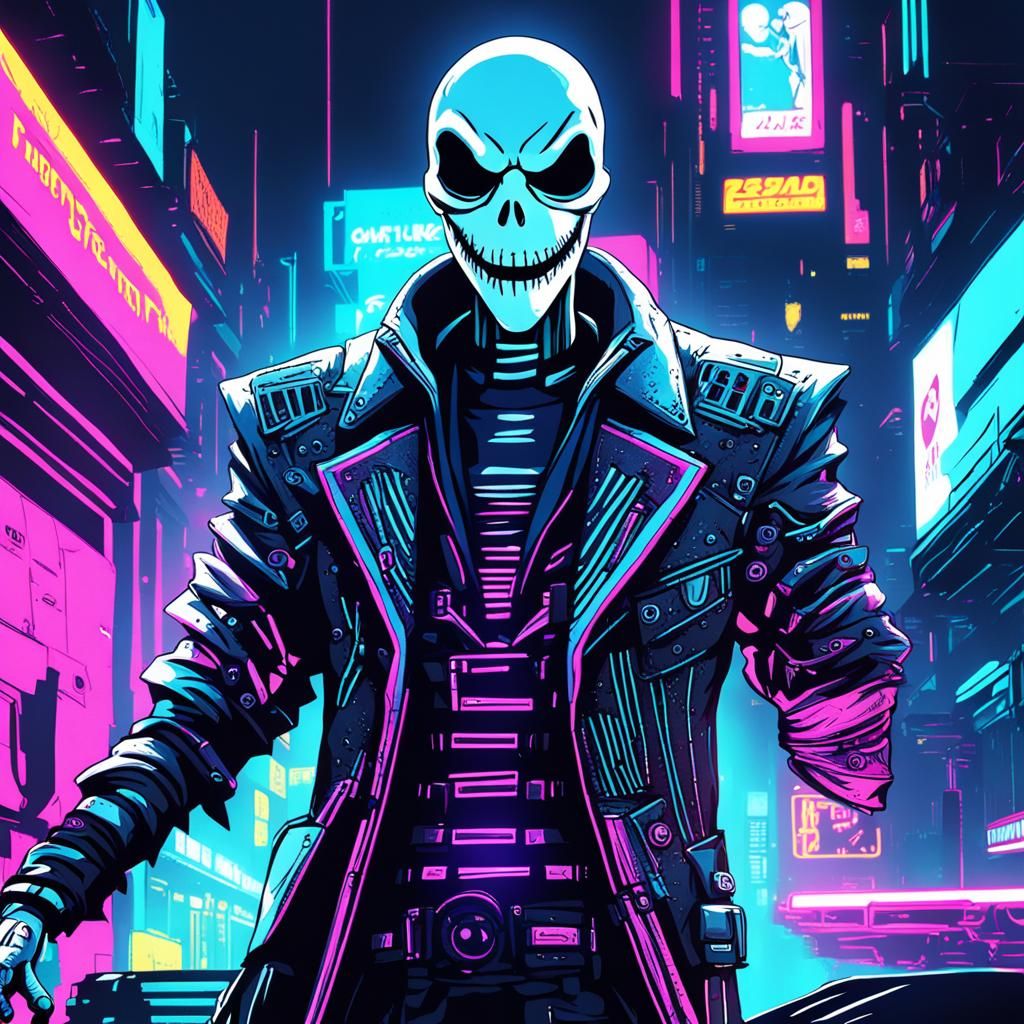 Jack Skellington in Cyberpunk 2099 Neon
