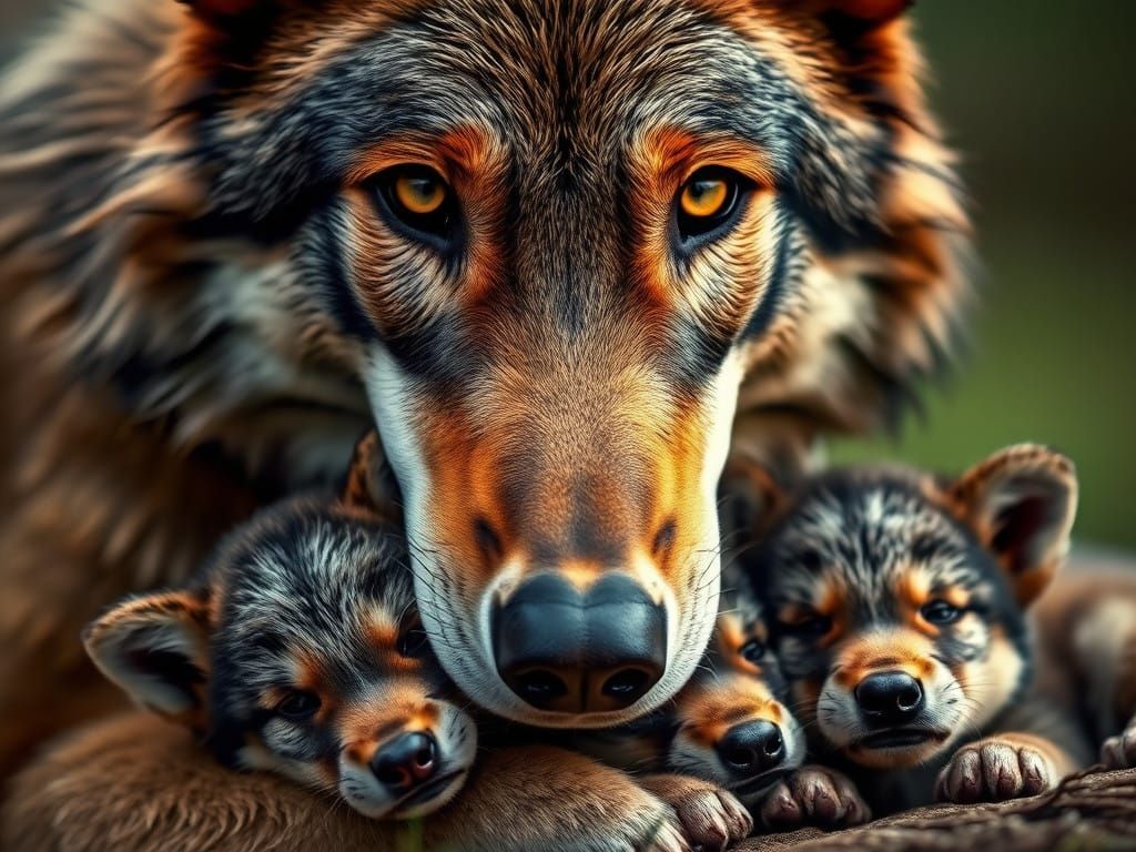 🥈wolf and pups