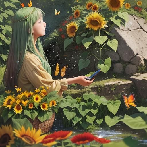 Summer Countryside: Streams, Sunflowers, and Ancient Trees