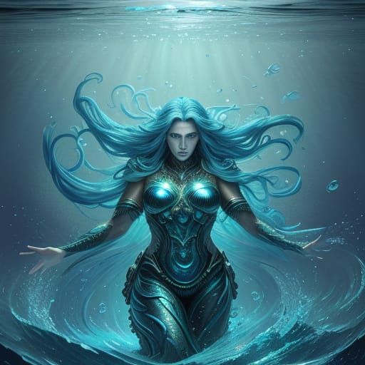 Hyperrealistic Pisces Zodiac Figure in Shimmering Oceanic Sp...