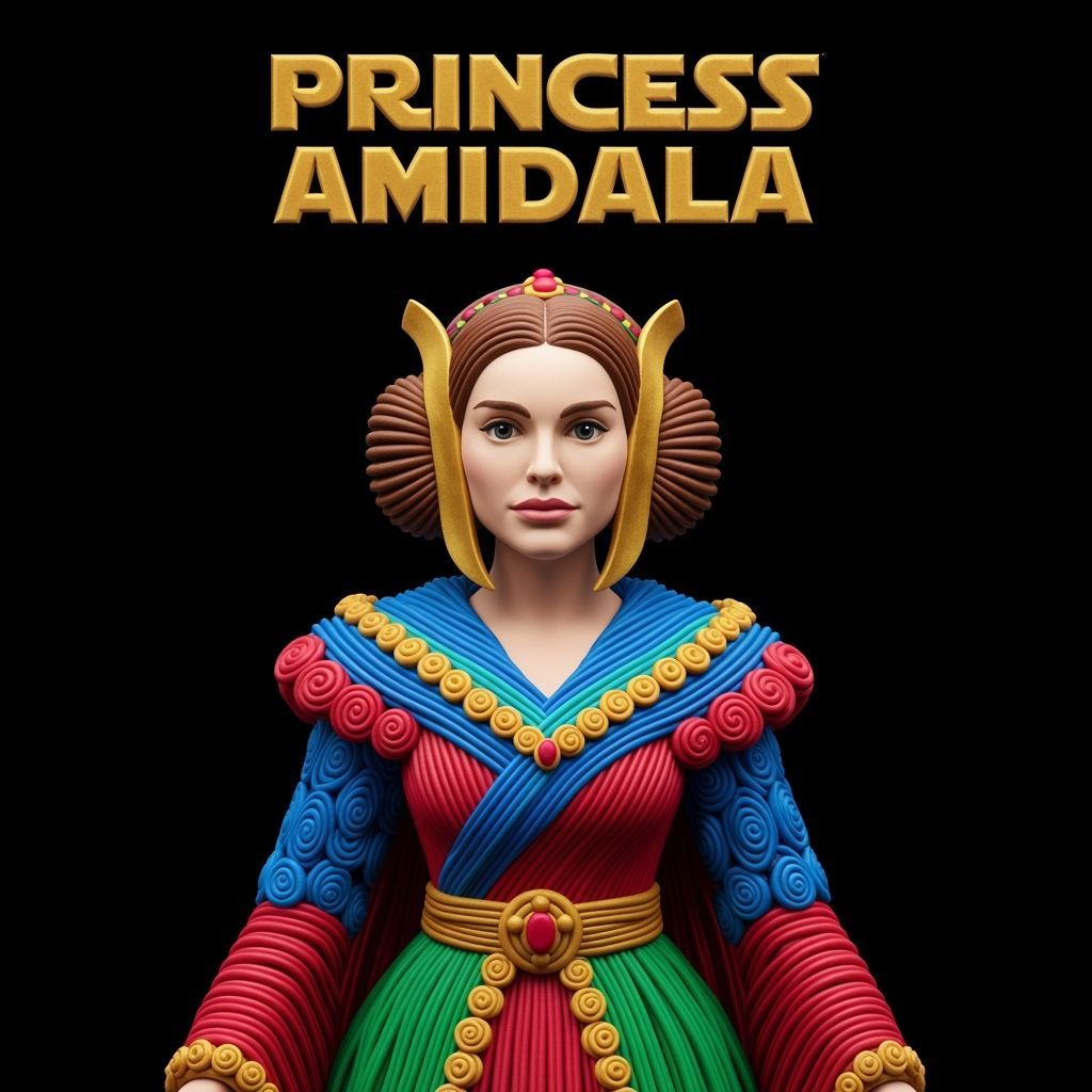Princess Amidala as Play-Doh Sculpture in Star Wars Font
