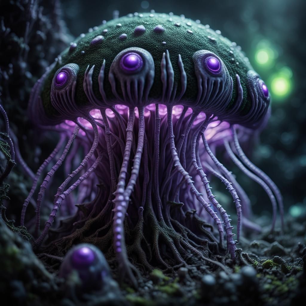 Glowing Behemoth Spores in Hyperrealistic Fantasy Environmen...