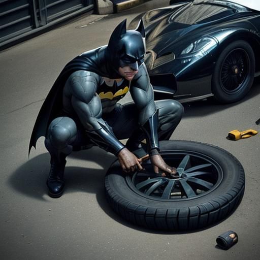 Batman Batmobile Flat Tire Emergency