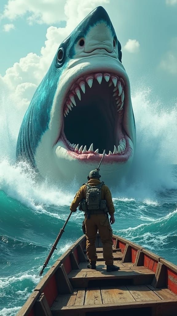 Soldier Versus Shark in Epic Sea Battle
