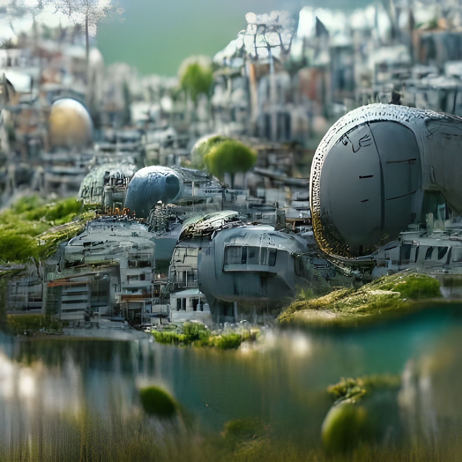 Miniature City Inside Glass Sphere: 8K Concept Art