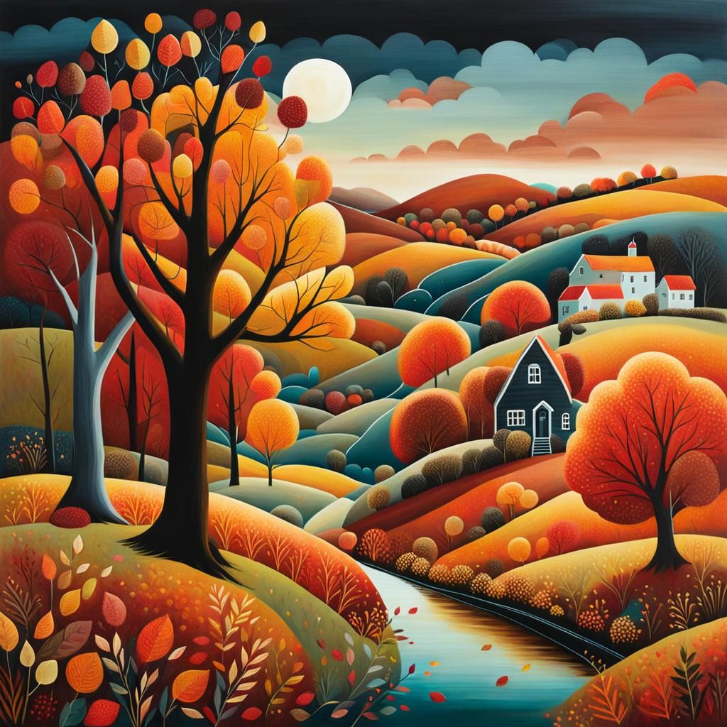 Autumn Landscape Acrylic Painting
