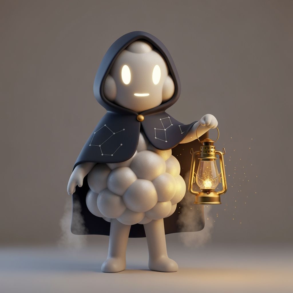 Cloud Mascot Character Design with Lantern