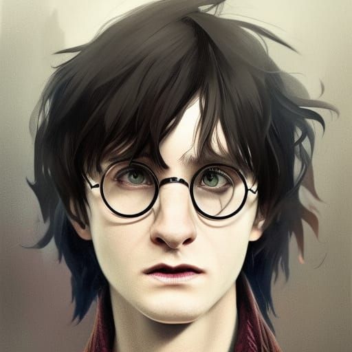 Emo Harry Potter Portrait in Detailed Concept Art