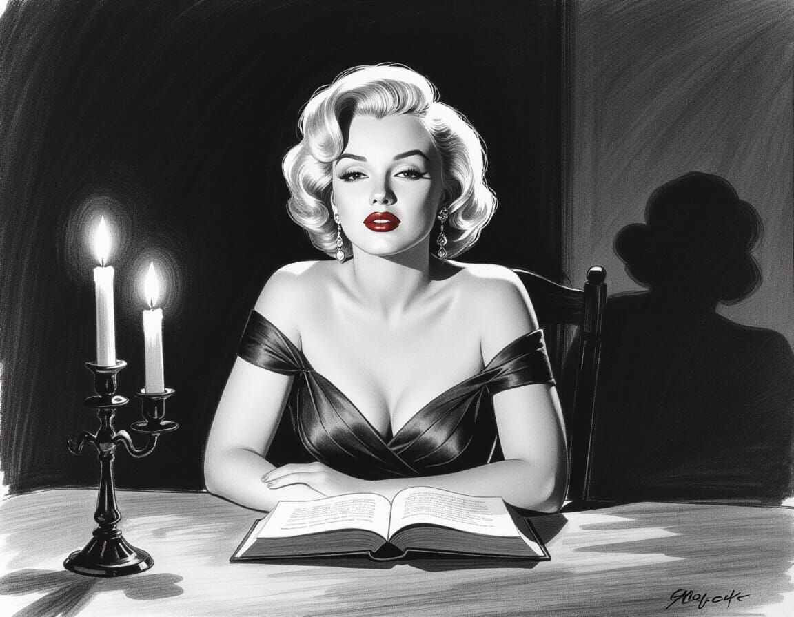 Marilyn Monroe: Expressive Pencil Sketch in Candlelight