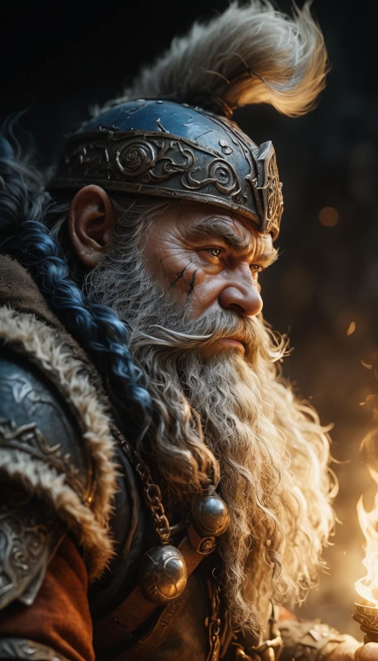 Mysterious Dwarf Warrior Portrait in Photorealistic Style