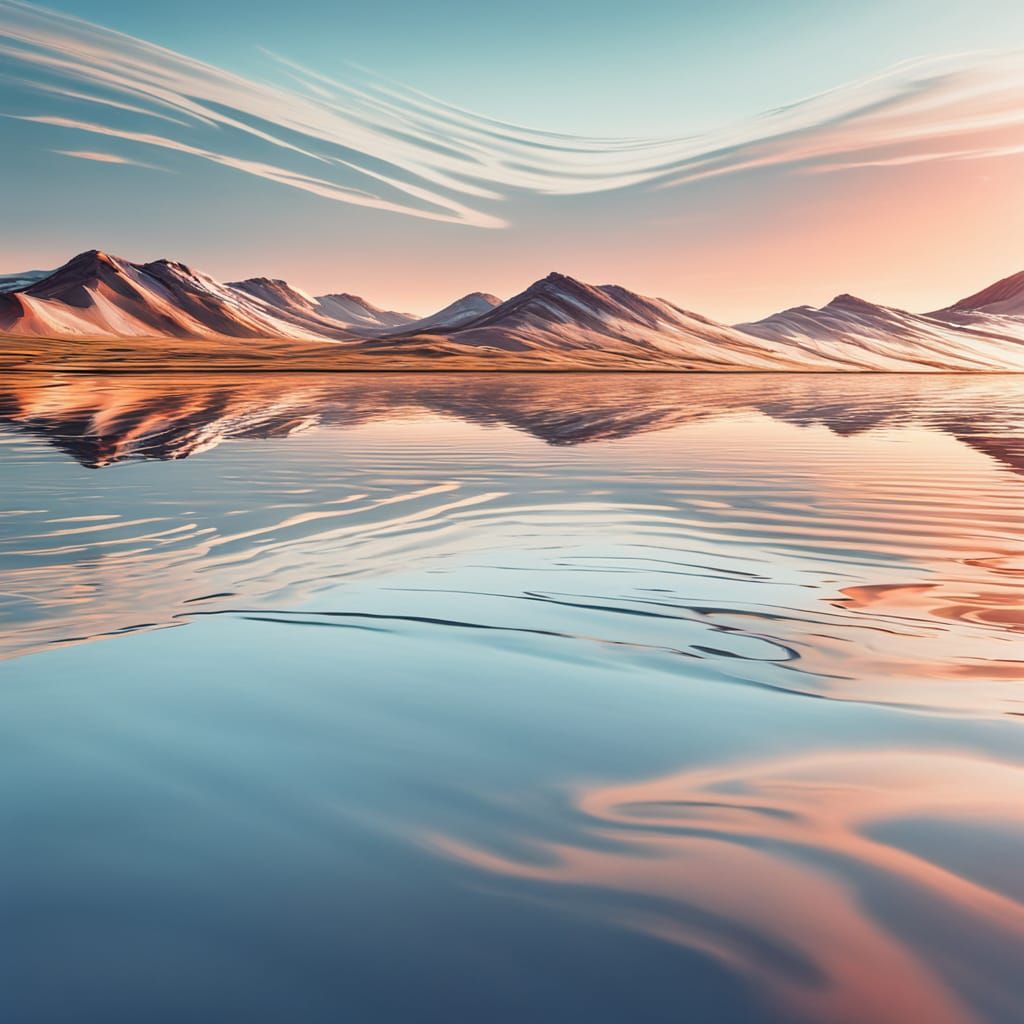 Surreal Landscape Reflected in Chrome as Dreamy Abstract Art