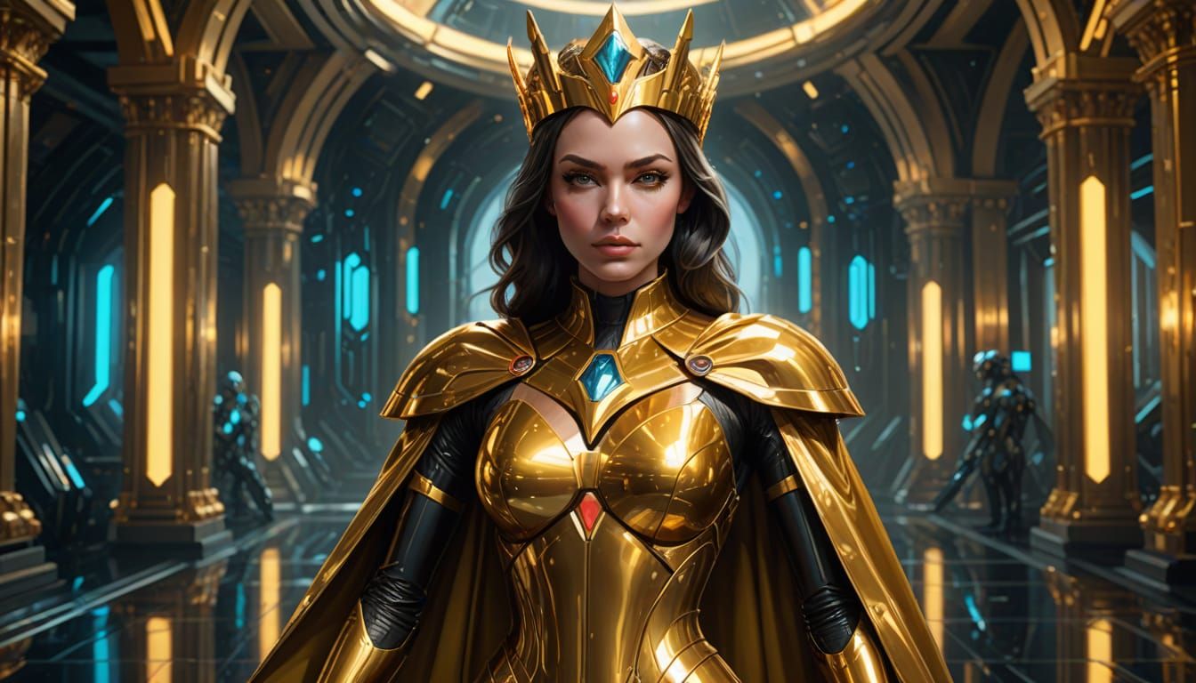 Android Queen Reigns Supreme in Futuristic Space Palace
