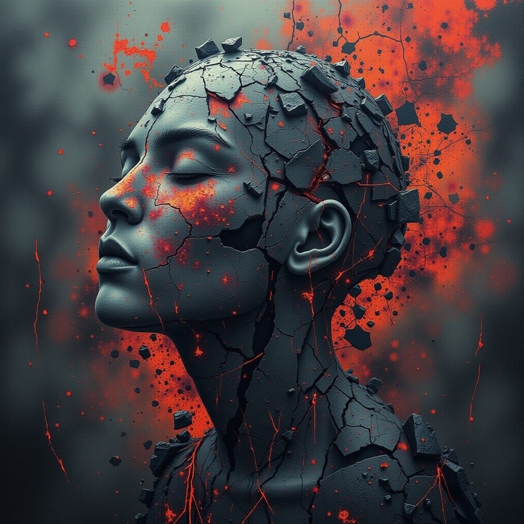 Grungy Riot Gear Figure with Glitchcore Colors