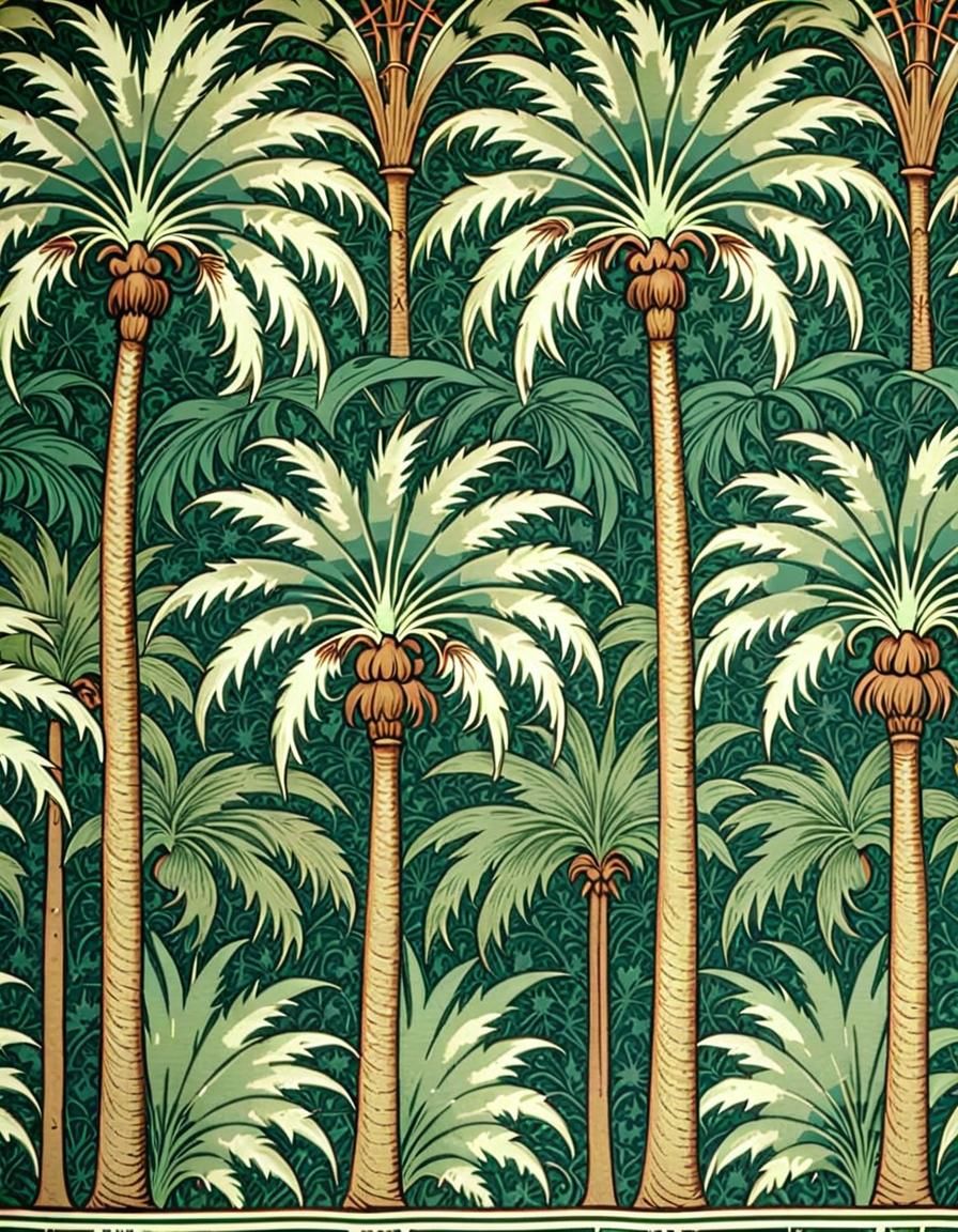 William Morris palm trees fabric/wallpaper design.