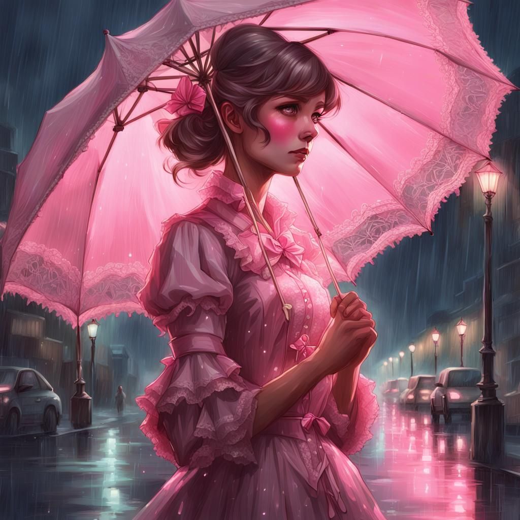 Sissymaid in Rain: Hyperdetailed Digital Art Portrait