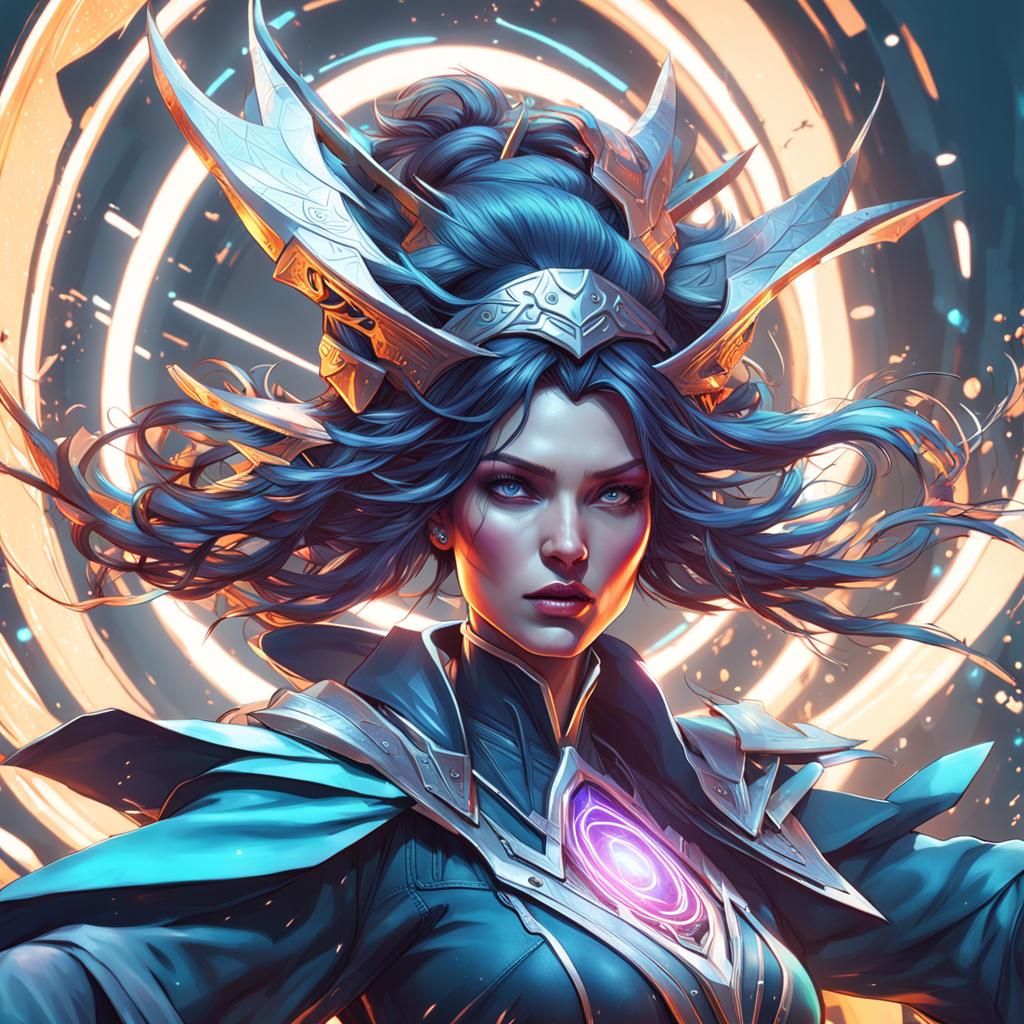 Cyber Witch Portrait in Digital Art Style