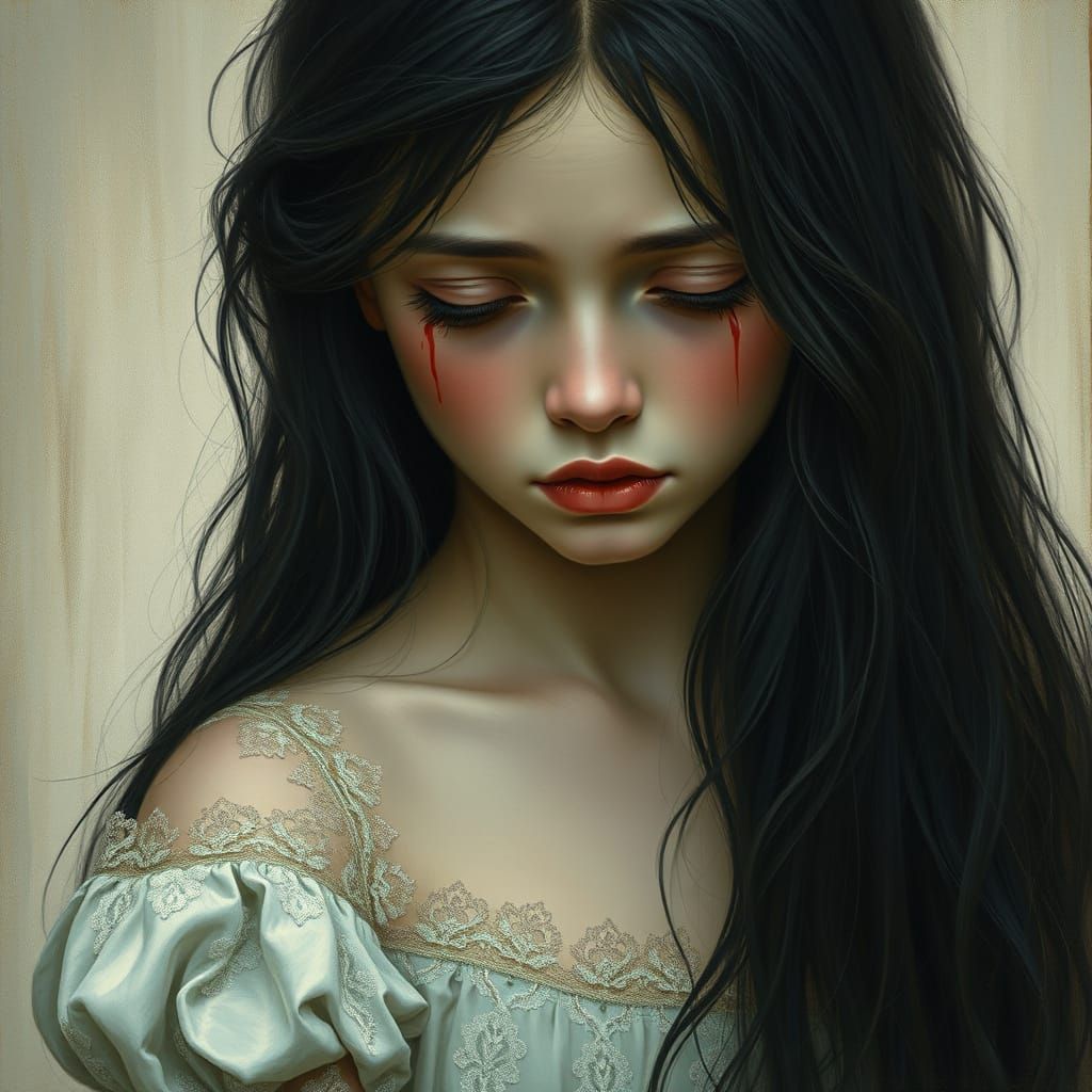 Ethereal Princess Weeps Tears of Blood in Dreamy, Romantic S...