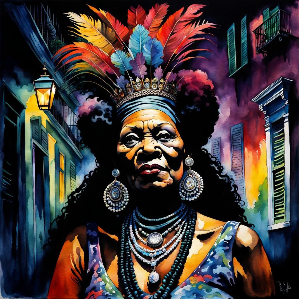Voodoo Queen of New Orleans: Grimdark Watercolor