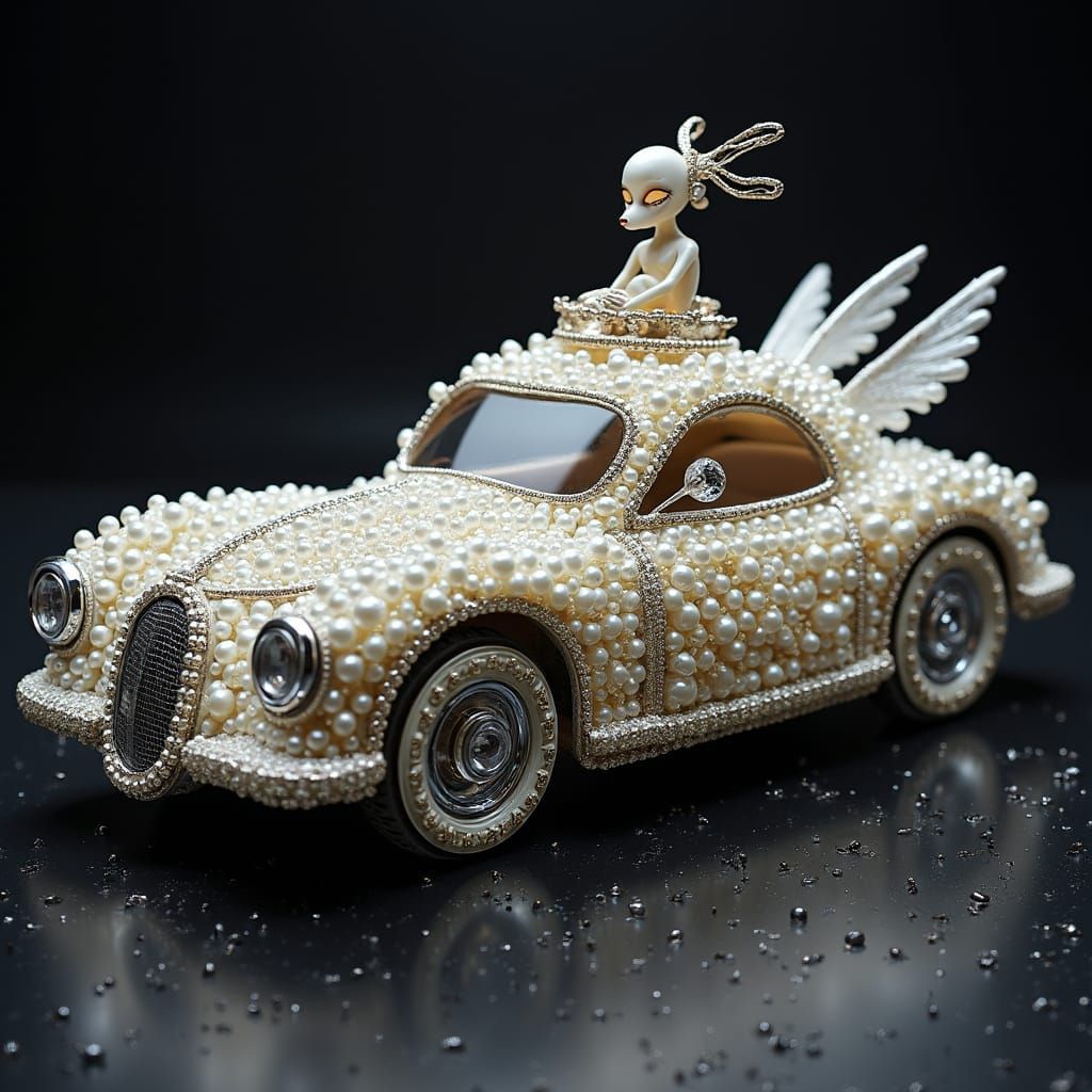 Diamonds and Pearls: A Surreal Gem-Encrusted Car