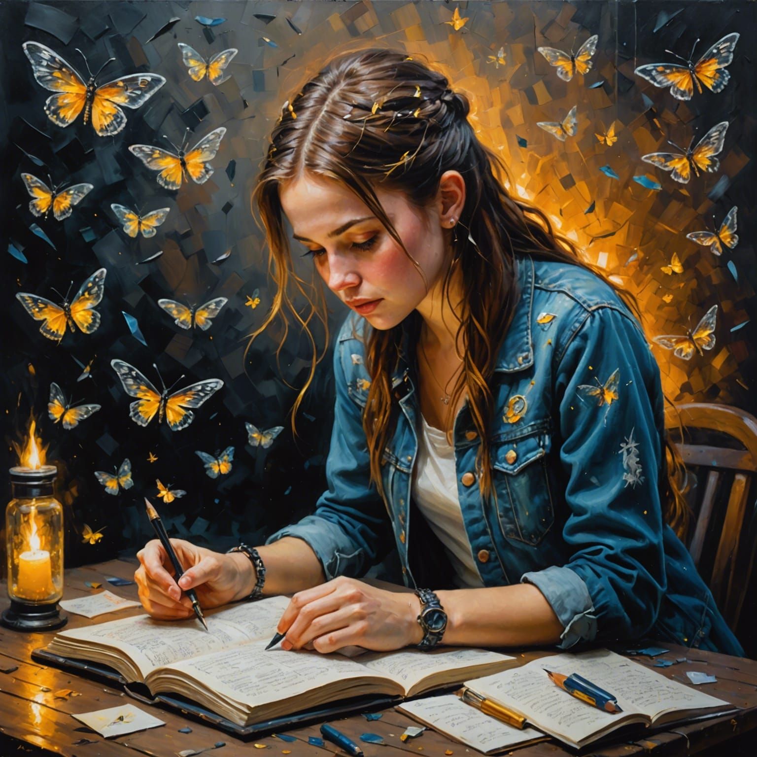 Punk Girl's Diary: Hyperrealistic Oil Painting