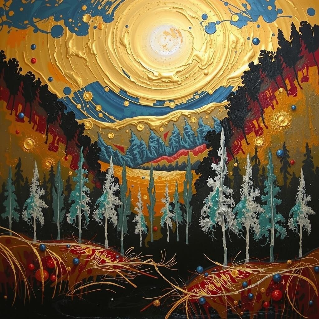 Expressionist Landscape with Fractal Colors in Oil