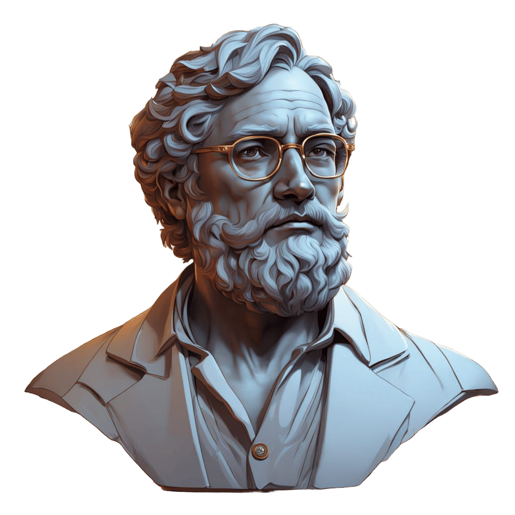 Mature Greek Philosopher in Modern Glasses, Classical Sculpt...