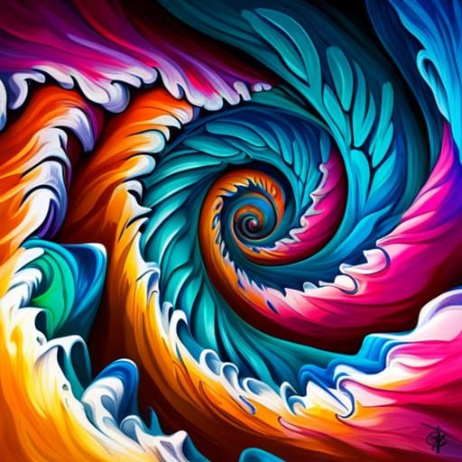 Colorful Polychromatic Spiral in Graffiti Art Style