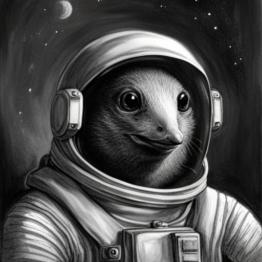 Star-Nosed Mole Astronaut: A Creepy Close-Up Sketch