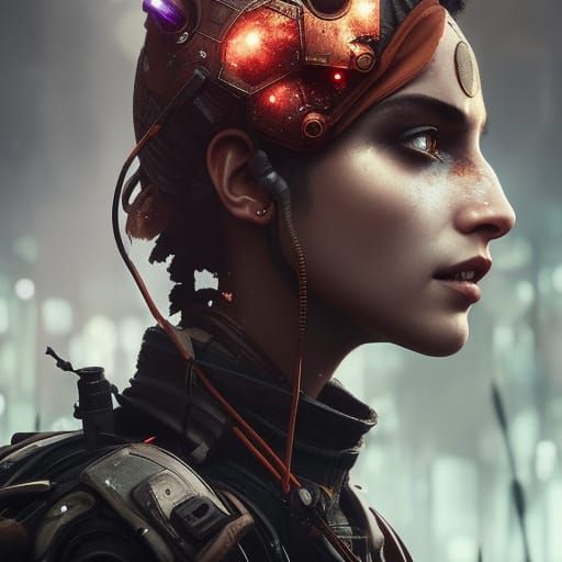 Cyberpunk Fox Humanoid Portrait in 8K