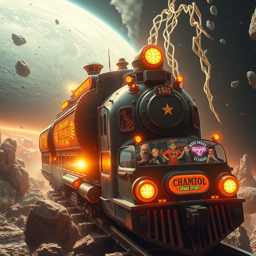 Vintage Steam-Powered Spacecraft Chugs Through Asteroid Belt