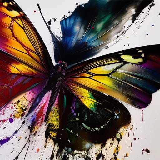 Ink Splash Papilio Butterfly: Colorful 3D Art