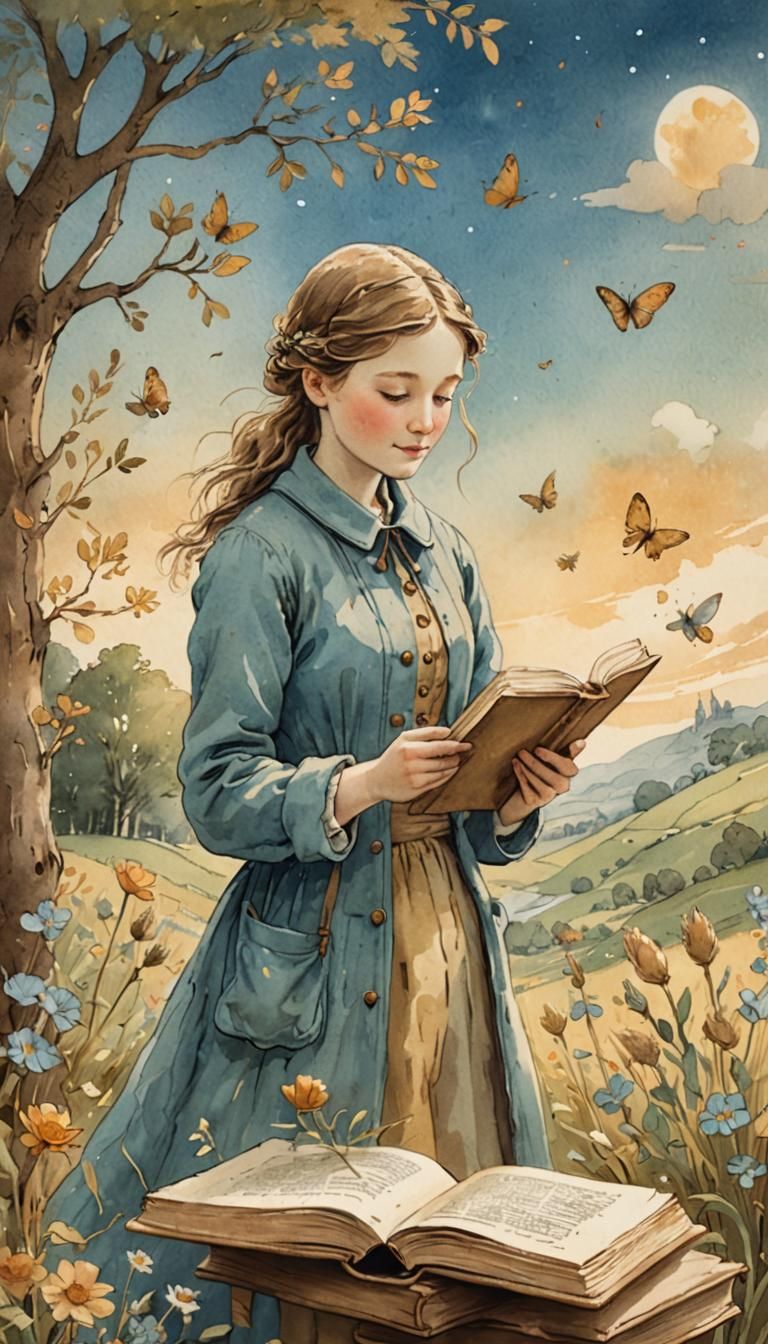 Dreamy Book Cover Illustration in Watercolor Style