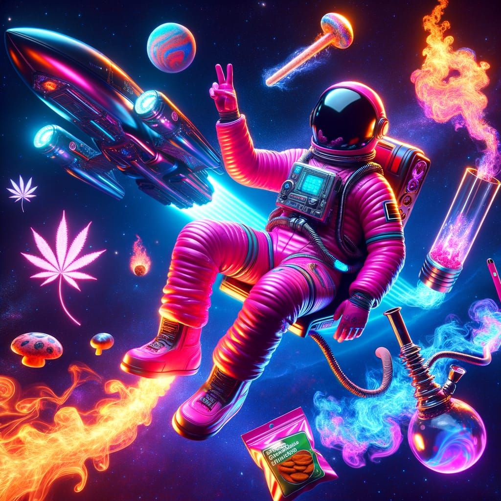 Futuristic Space Explorer in Neon Hues