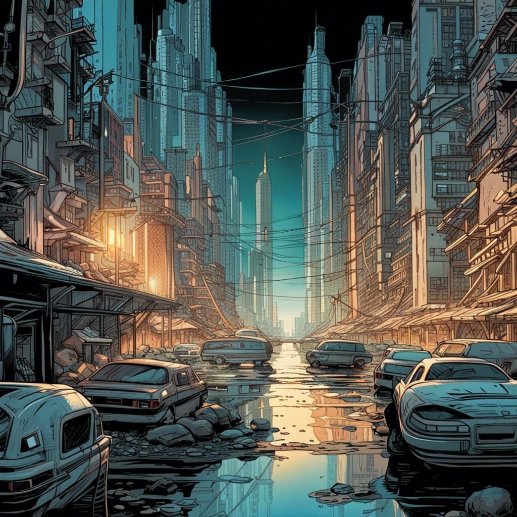 Empty City of the Future: Comic Book Style